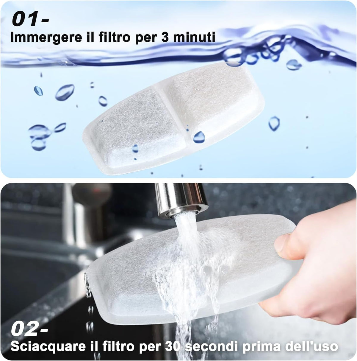 Filtri per Fontanella per Gatti 16 Pezzi – Compatibili Con Fontana per Gatti Da 3,2 L, 2,6 L, 2,5 L E 2,2 L, Tripla Filtrazione, Schiuma Con Carbone Attivo Premium, Filtro Universale